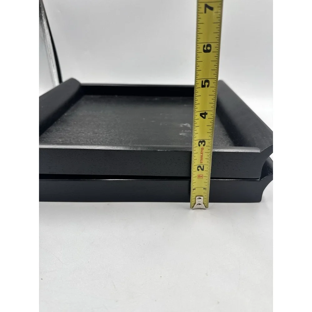 Set Of 2 Vintage Black Wooden Crate & Barrel Condiment Trays